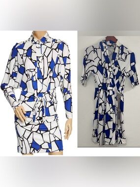 Authentic ~ Gucci ~ ‘Monochrome’ Printed Jersey Midi Dress ~ in White/Blue/Black